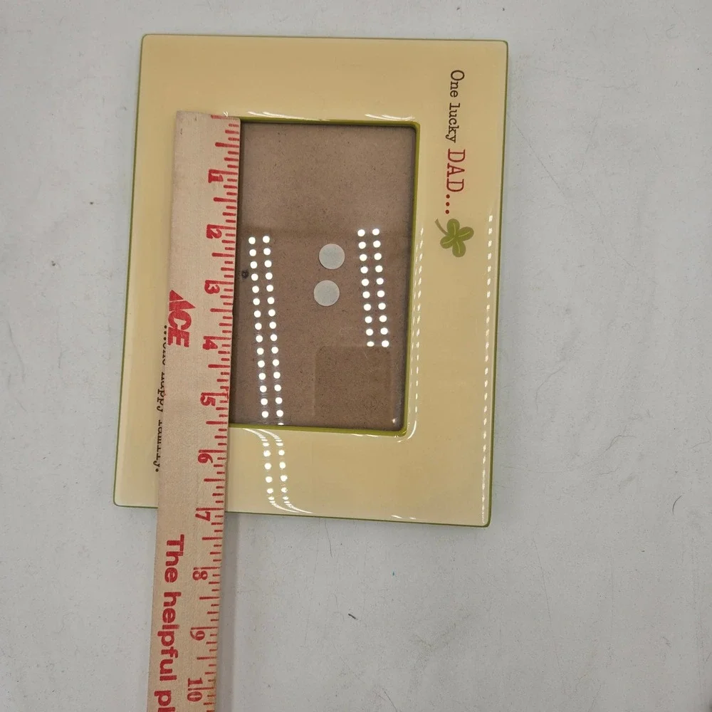 Hallmark One Lucky Dad One Happy Family Ceramic 4x6 Photo Frame Green Yellow